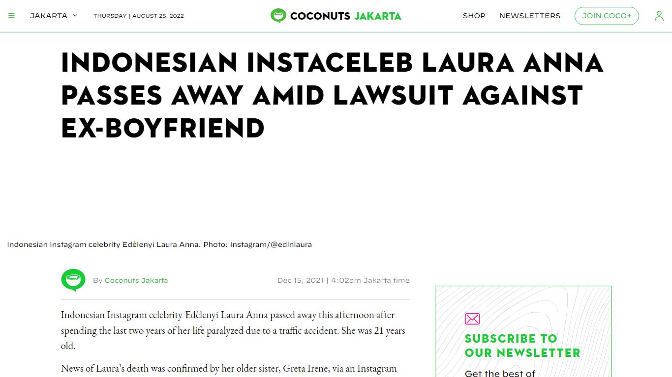 Indonesian Instaceleb Laura Anna passes away amid lawsuit ... - Coconuts